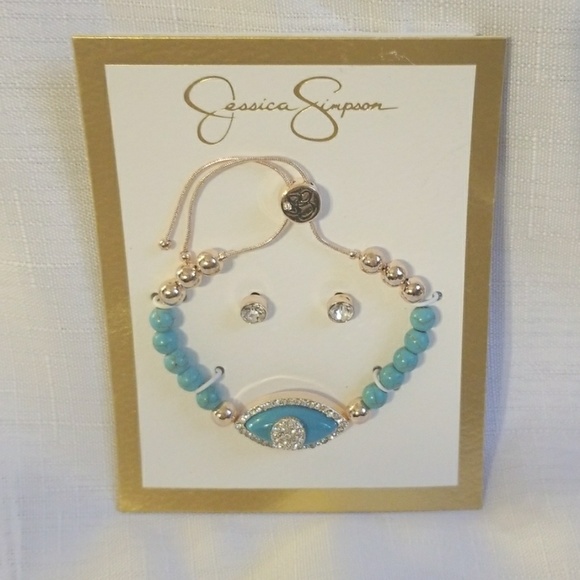 Evil eye Kabbalah bracelet earring set